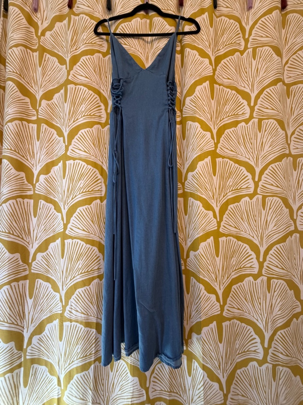 Storia Blue Maxi Dress with Side Tie Detail